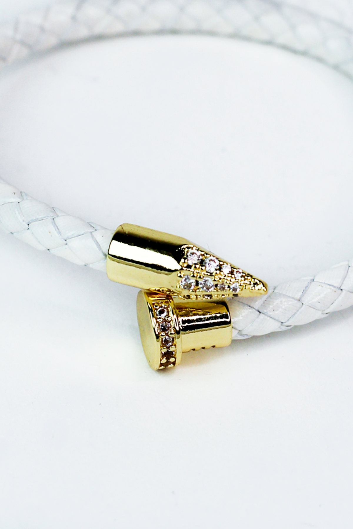 Faux Leather Cuff w/ Pave Metal Nail Ends