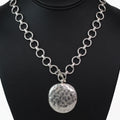 Circle Chain Toggle Necklace w/ Hammered Circle Pendant