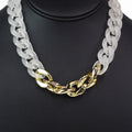 Matte White & Shiny Gold Chunky Chain Necklace
