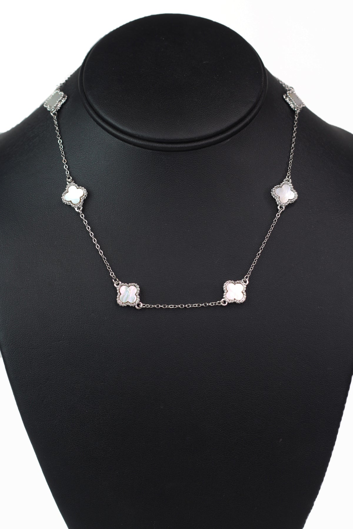 Dainty Chain Necklace w/ 6 Spaced Clovers