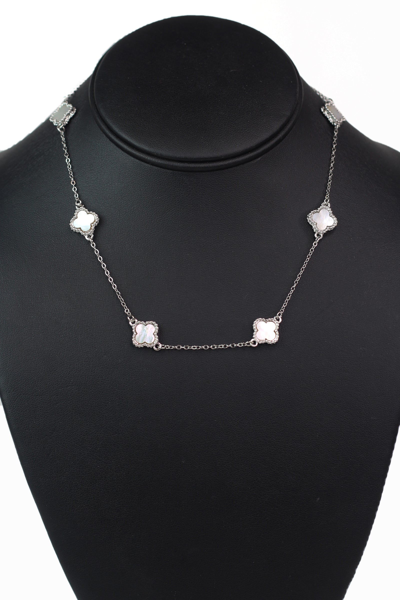 Dainty Chain Necklace w/ 6 Spaced Clovers