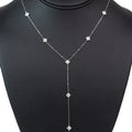 Dainty Lariat Necklace w/ Spaced Tiny Pave Clovers