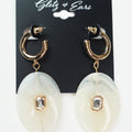 Open Hoop w/ Dangling Oval & Stone Center Earrings
