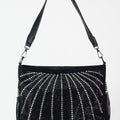 Rhinestone Lines Purse w/ Tassels & Side Zip Pockets
