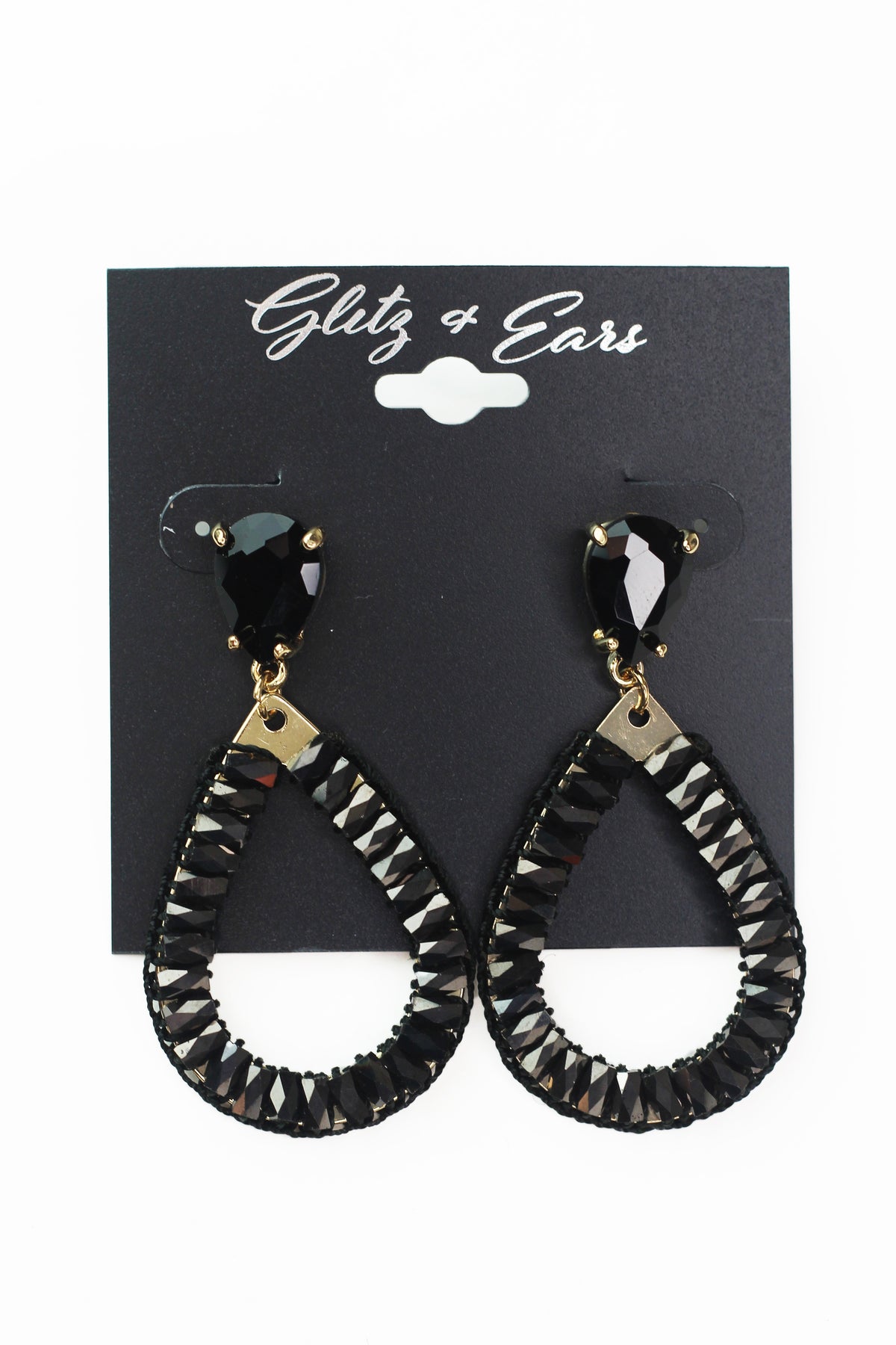 Teardrop &amp; Dangling Beaded Open Teardrop Earrings