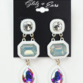 3 Trimmed Geometric Stone Dangling Earrings