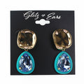 Square & Trimmed Teardrop Stone Earrings