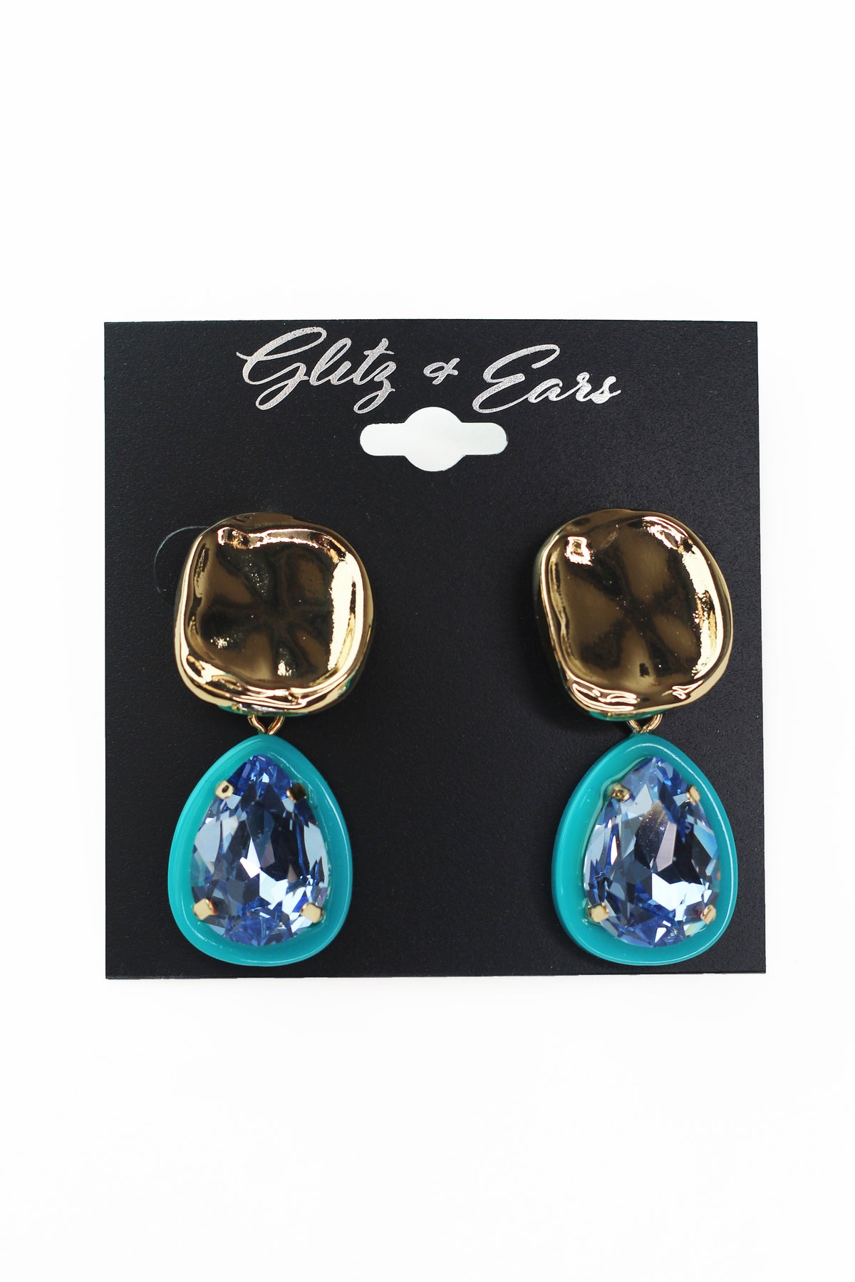 Square &amp; Trimmed Teardrop Stone Earrings
