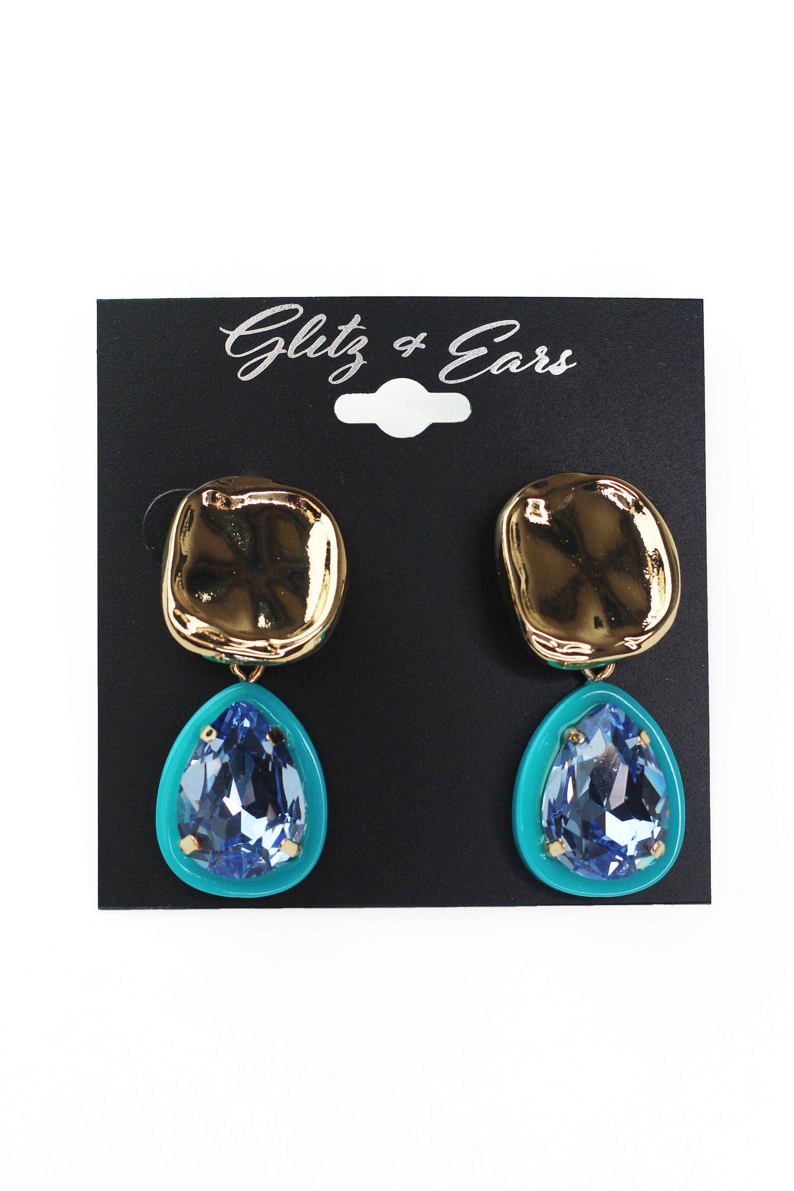 Square & Trimmed Teardrop Stone Earrings
