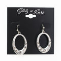 Open Dangling Stone & Metal Oval Earrings