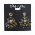 Beaded Circle & Dangling Bead Trim Earrings