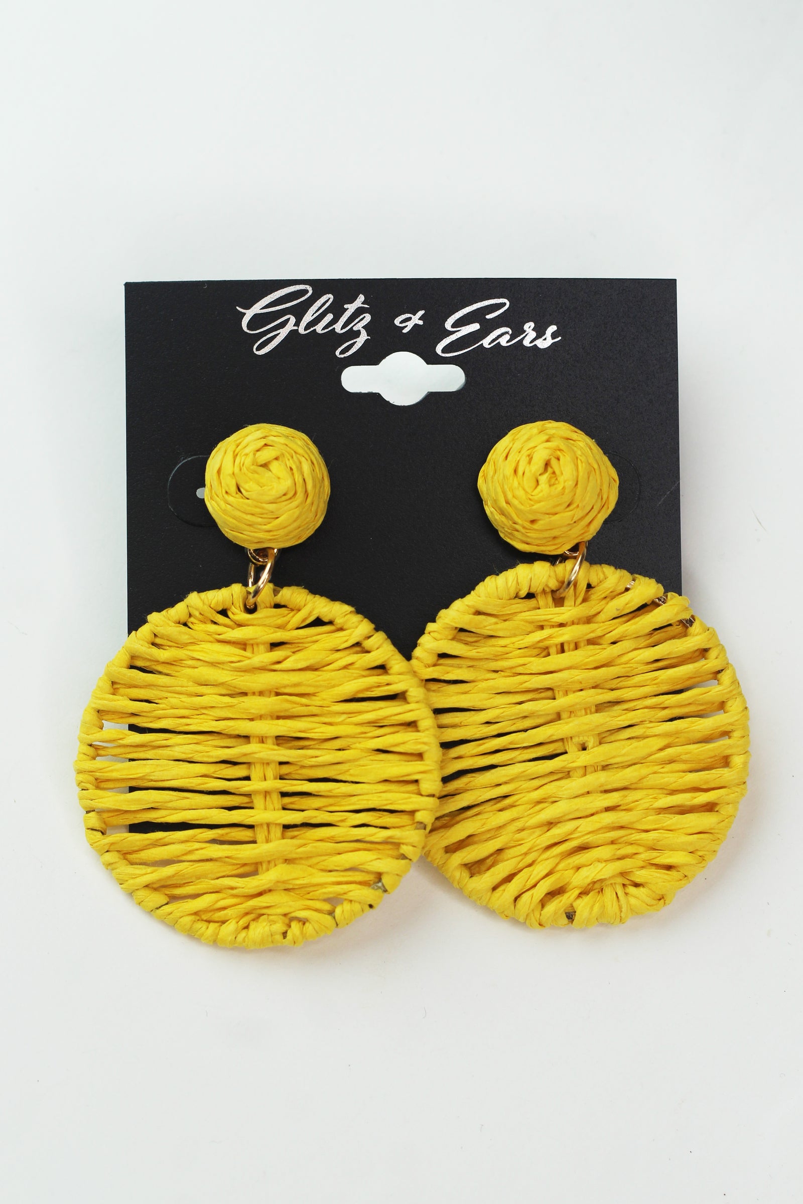Raffia Knot & Dangling Circle Earrings