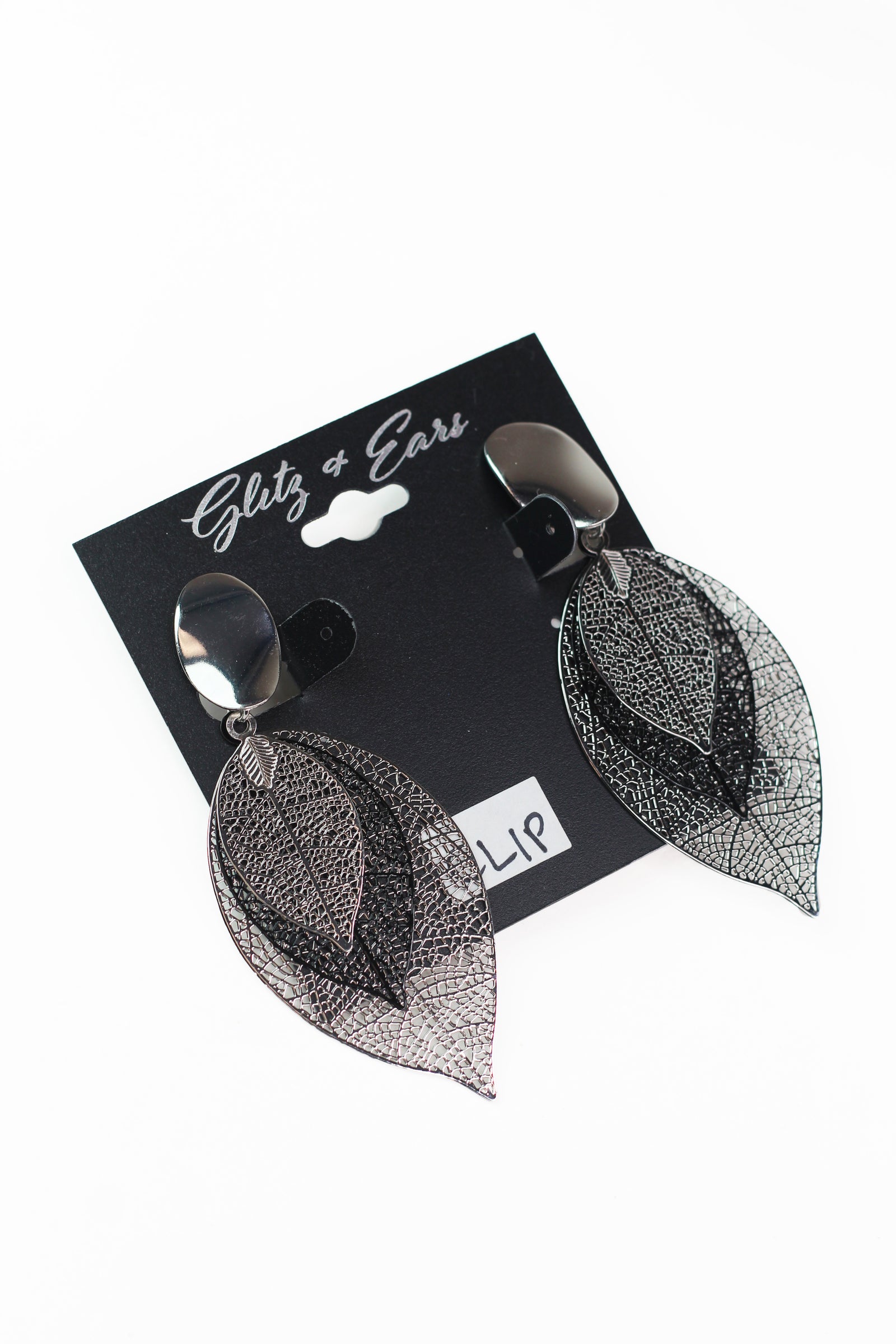 3 Piece Metal Lace Leaves Clip On Earrings