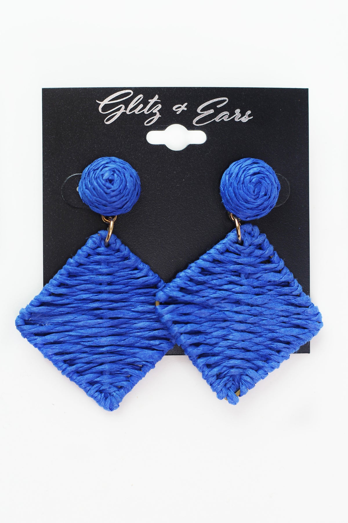 Round Knot &amp; Dangling Square Raffia Earrings