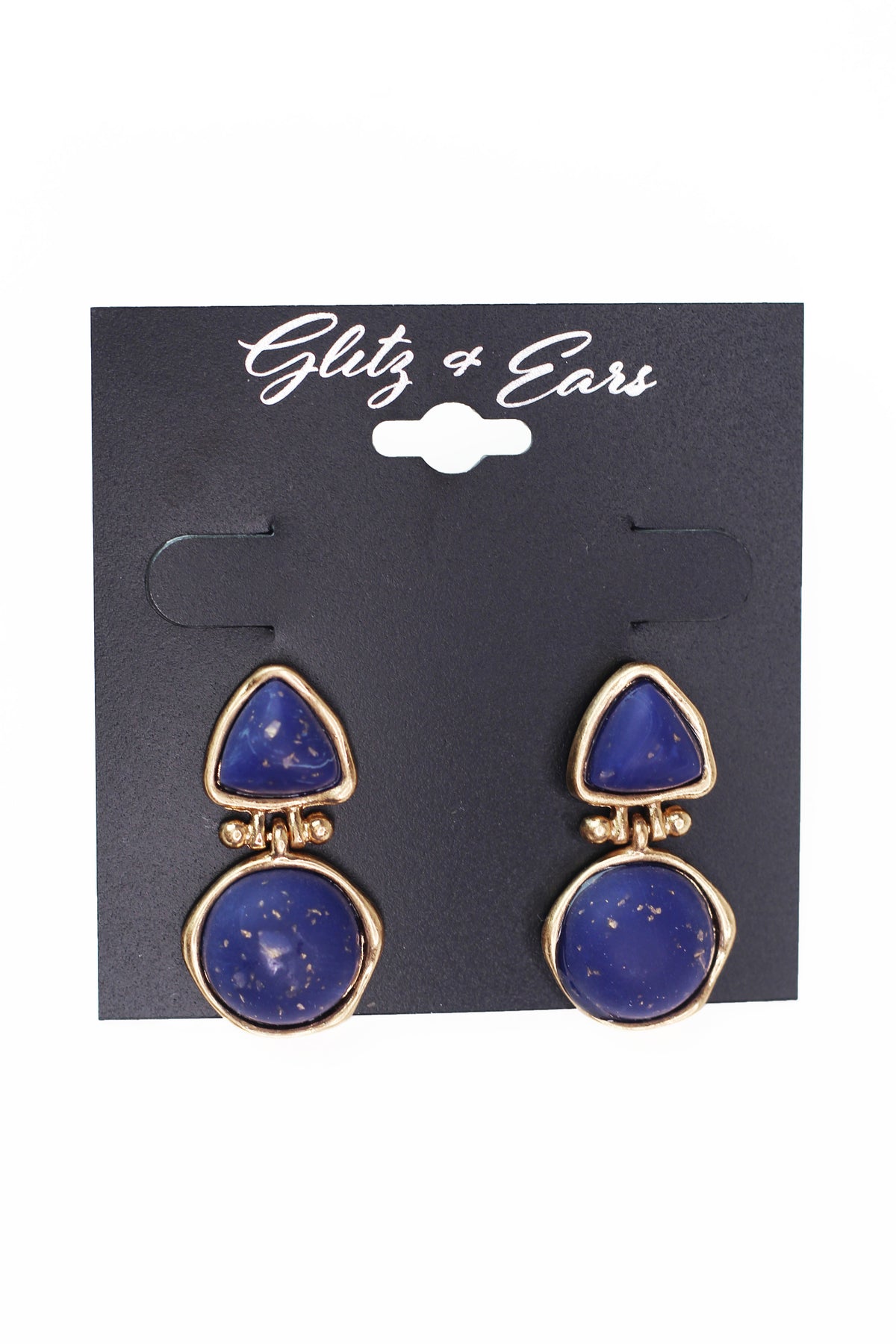 Metal Trimmed Speckled Triangle &amp; Circle Earrings
