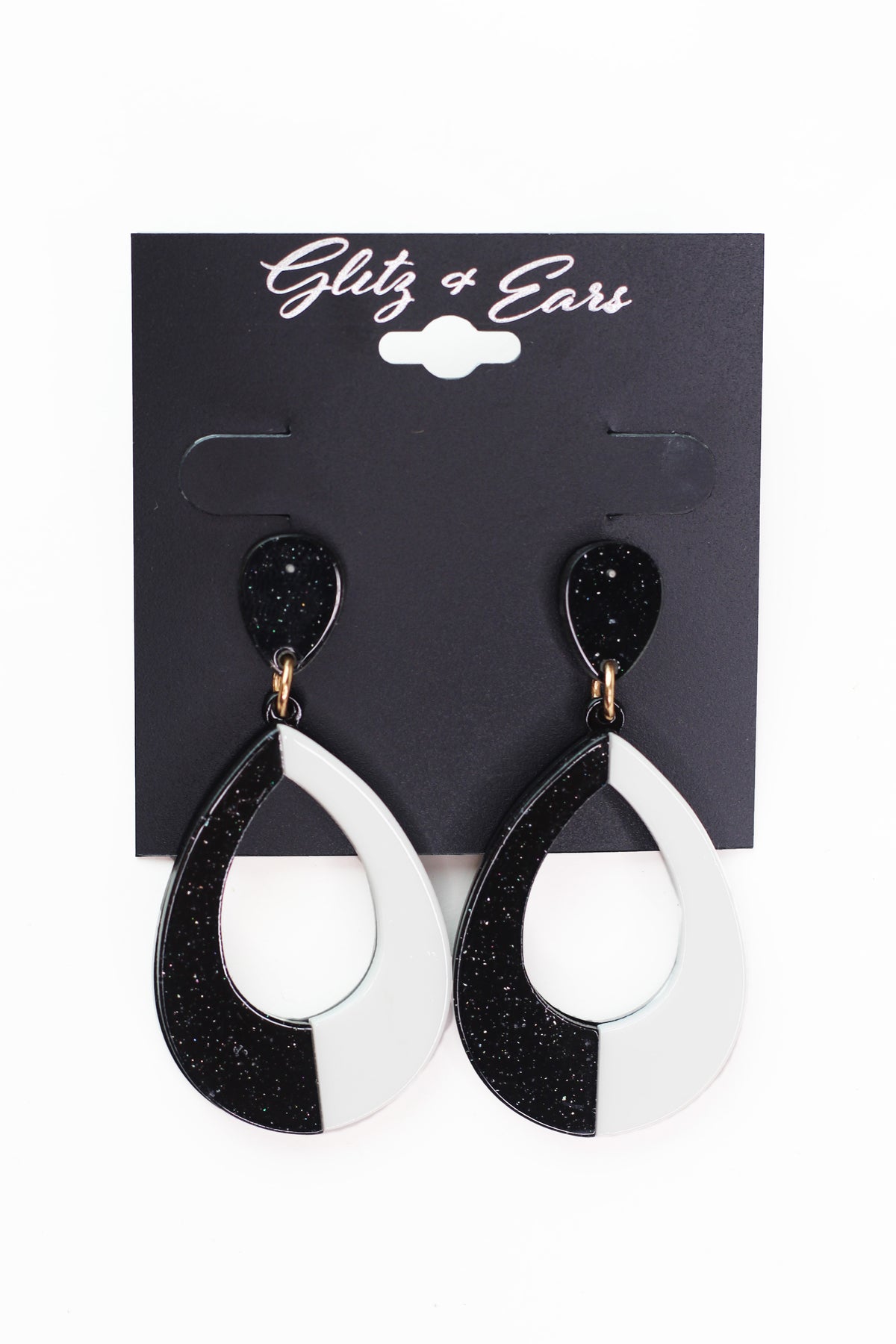 Two Tone Acrylic Open Teardrop Earrings