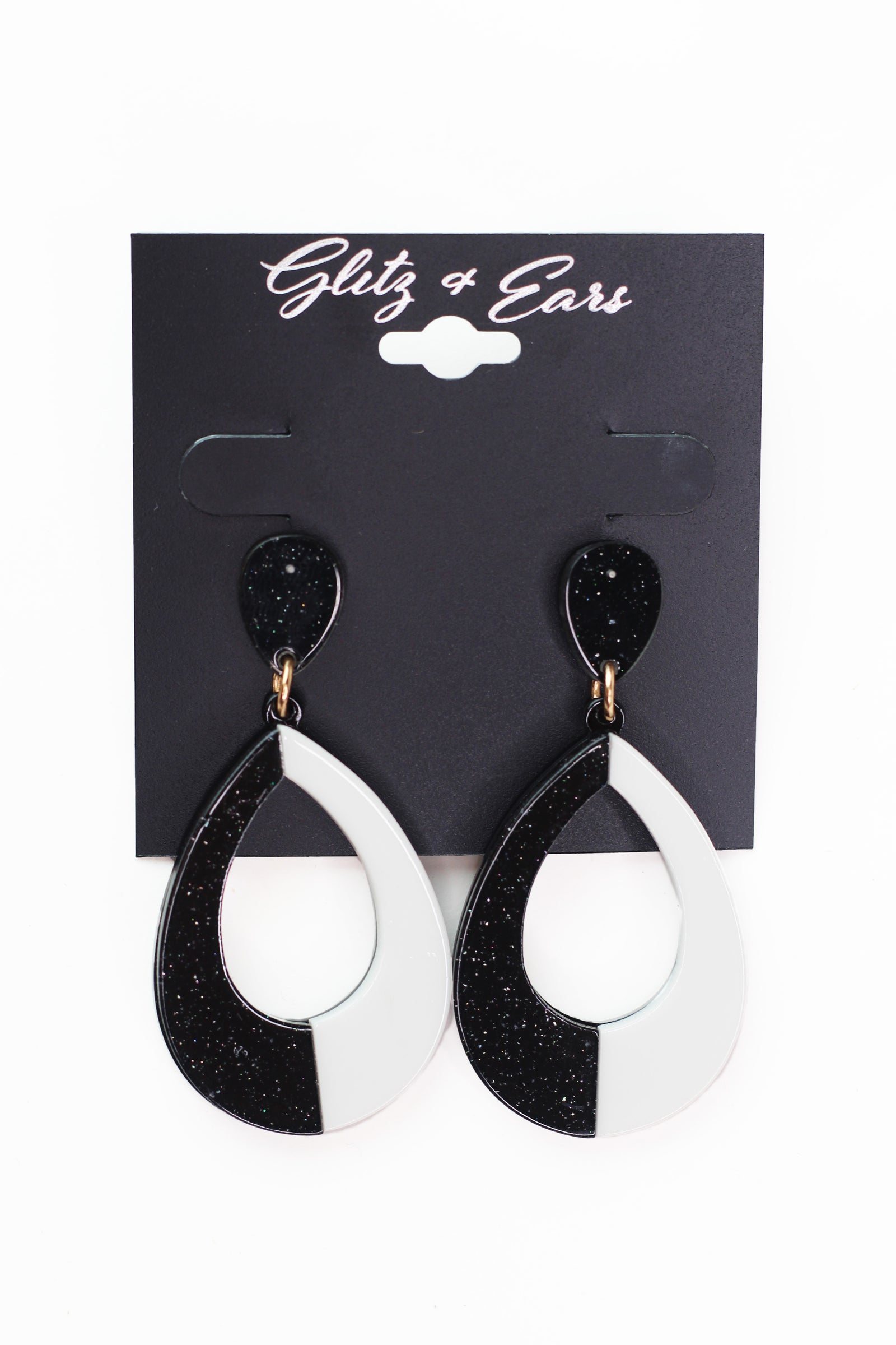 Two Tone Acrylic Open Teardrop Earrings