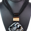 Cord Necklace w/ Large Marbled Square Pendant