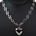 Twisted Chain Link Necklace w/ Puffy Heart Pendant