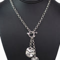 Chain Toggle Necklace w/ 2 Textured Metal Square Pendants