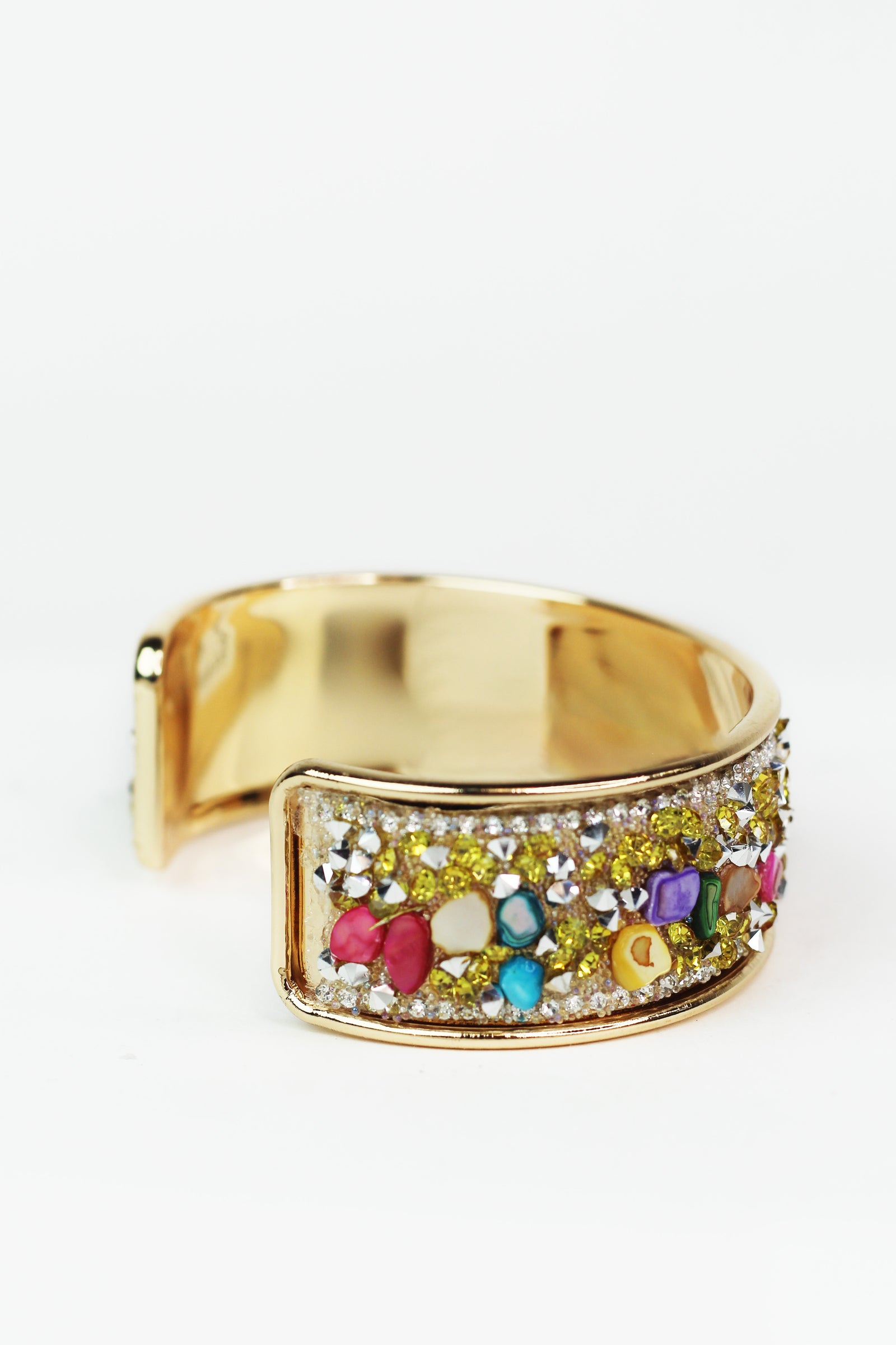 Medium Rhinestone & Multicolor Chips Cuff