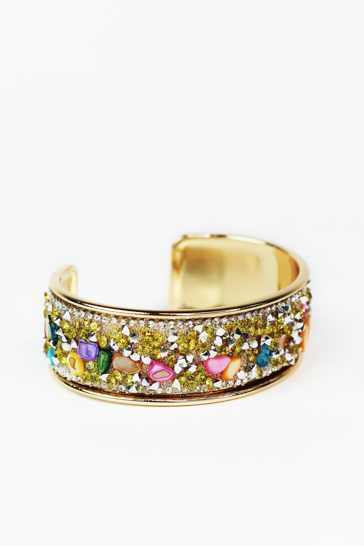 Medium Rhinestone & Multicolor Chips Cuff