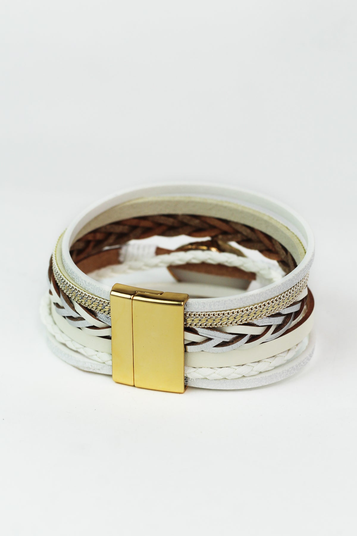 Strips Braid Chain & Stone Magnetic Bracelet