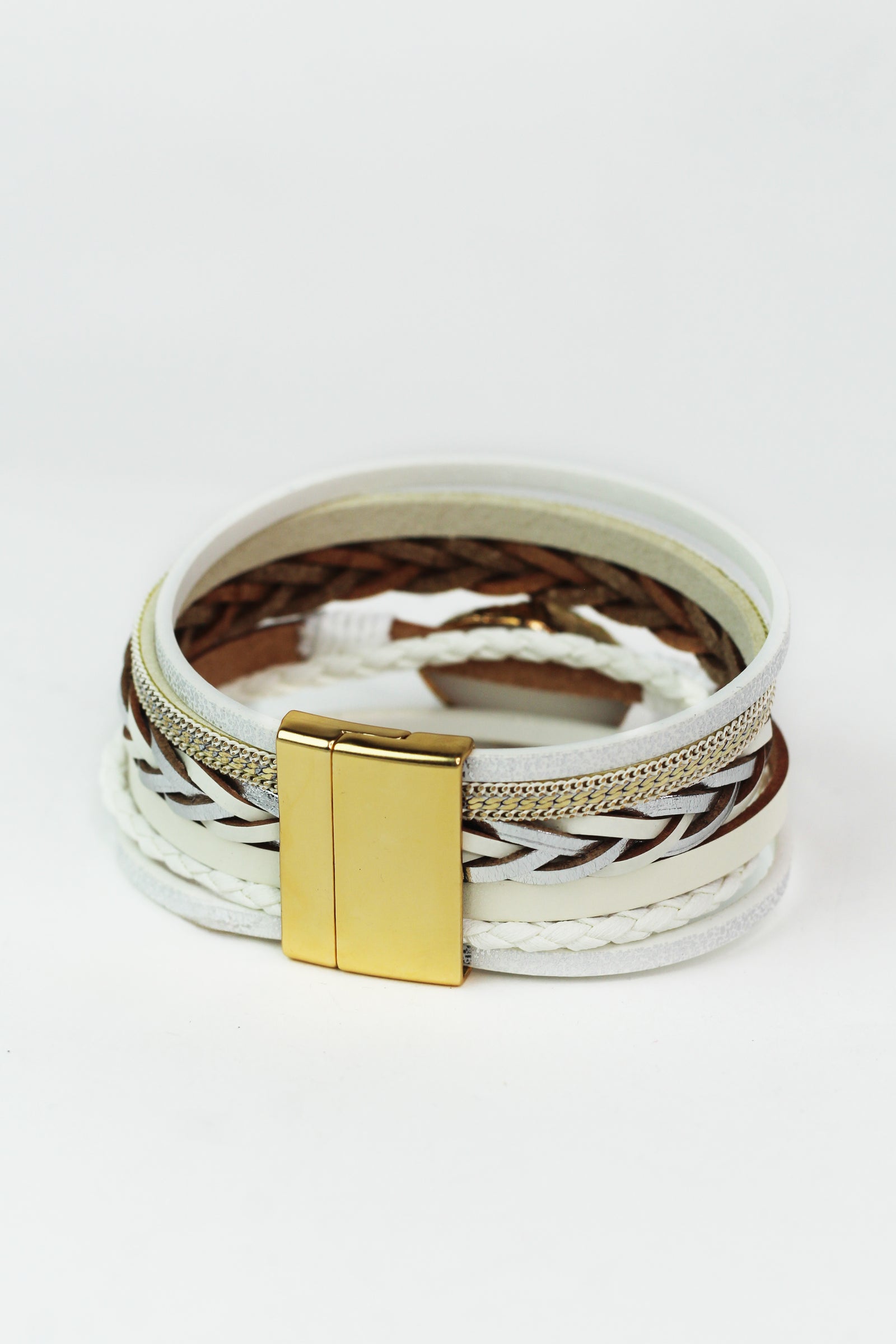 Strips Braid Chain & Stone Magnetic Bracelet