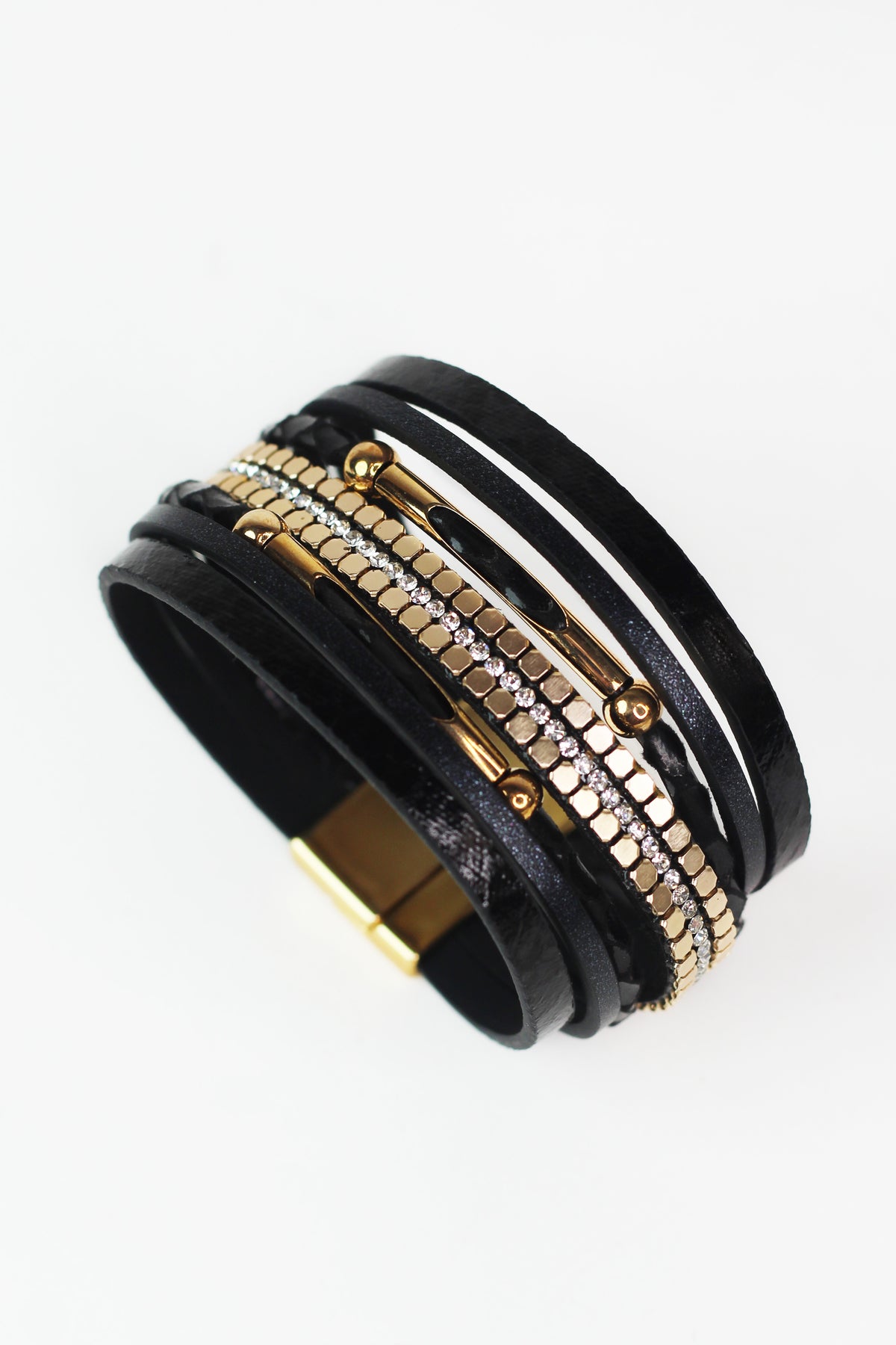 Strips Stones & Metal Sliders Magnetic Bracelet