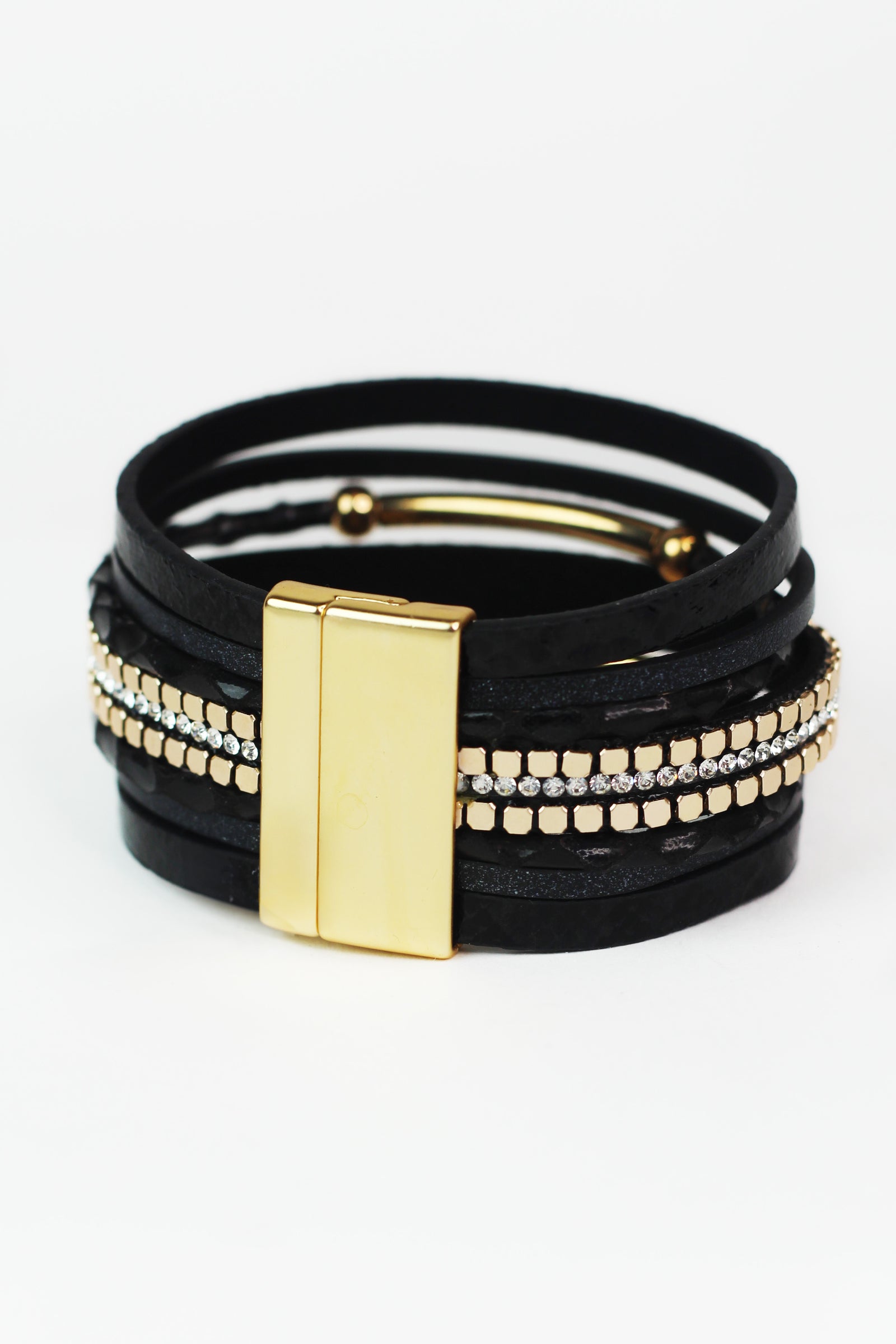 Strips Stones & Metal Sliders Magnetic Bracelet
