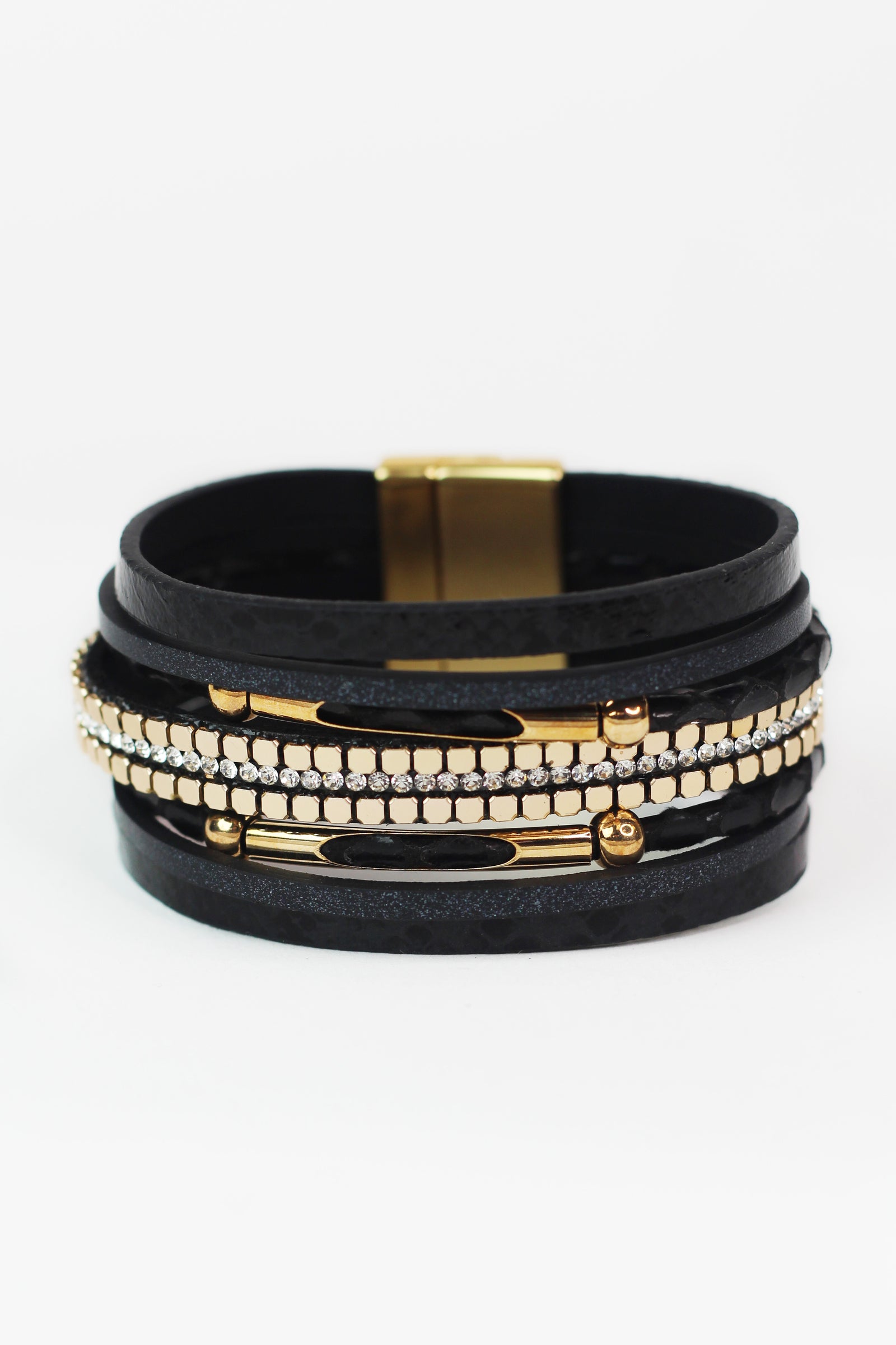 Strips Stones & Metal Sliders Magnetic Bracelet