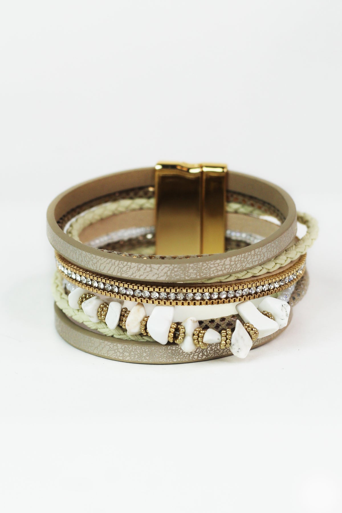 Strips Beads &amp; Stones Magnetic Bracelet