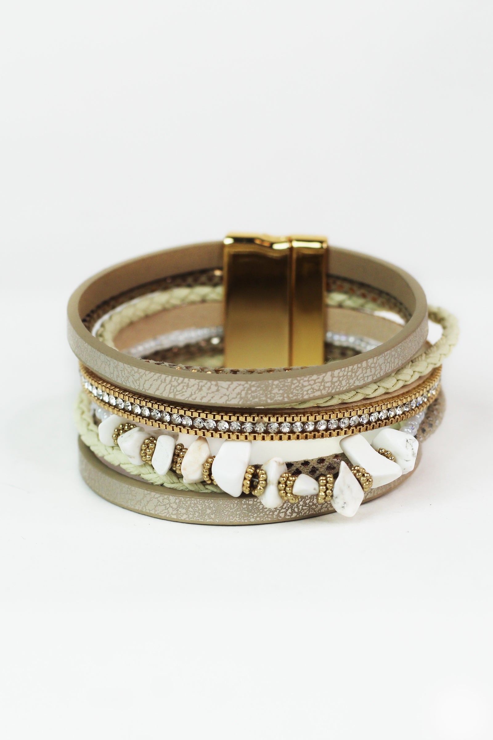 Strips Beads & Stones Magnetic Bracelet