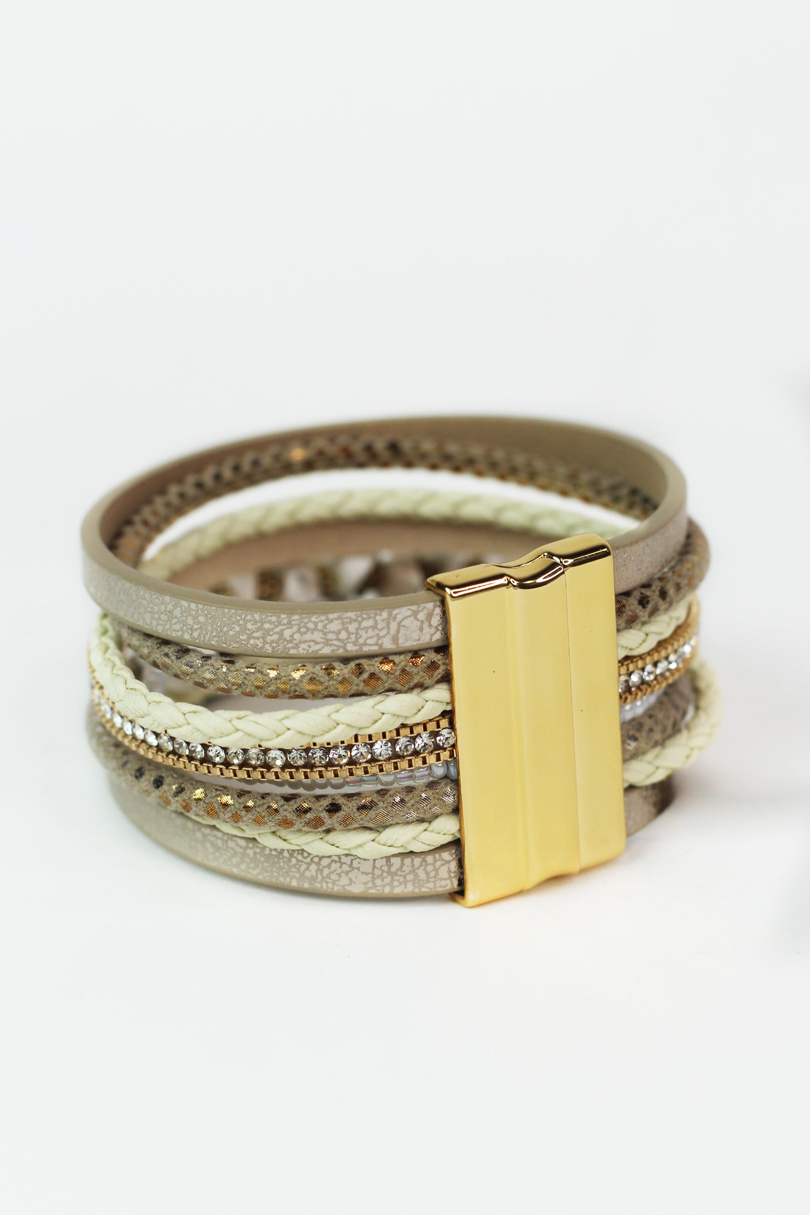 Strips Beads & Stones Magnetic Bracelet
