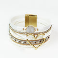 Strips & Stones Magnetic Bracelet w/ Heart Center