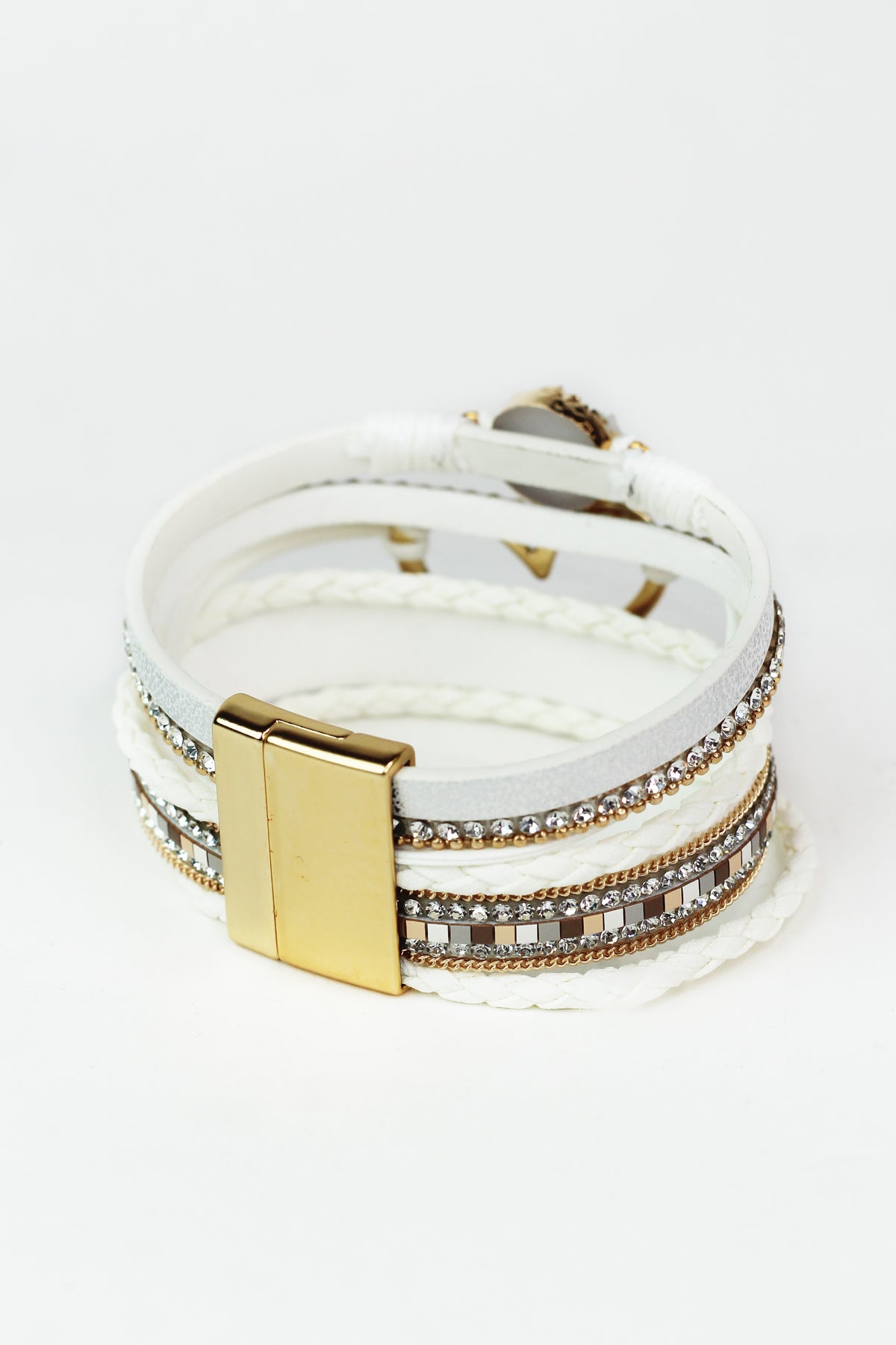 Strips & Stones Magnetic Bracelet w/ Heart Center