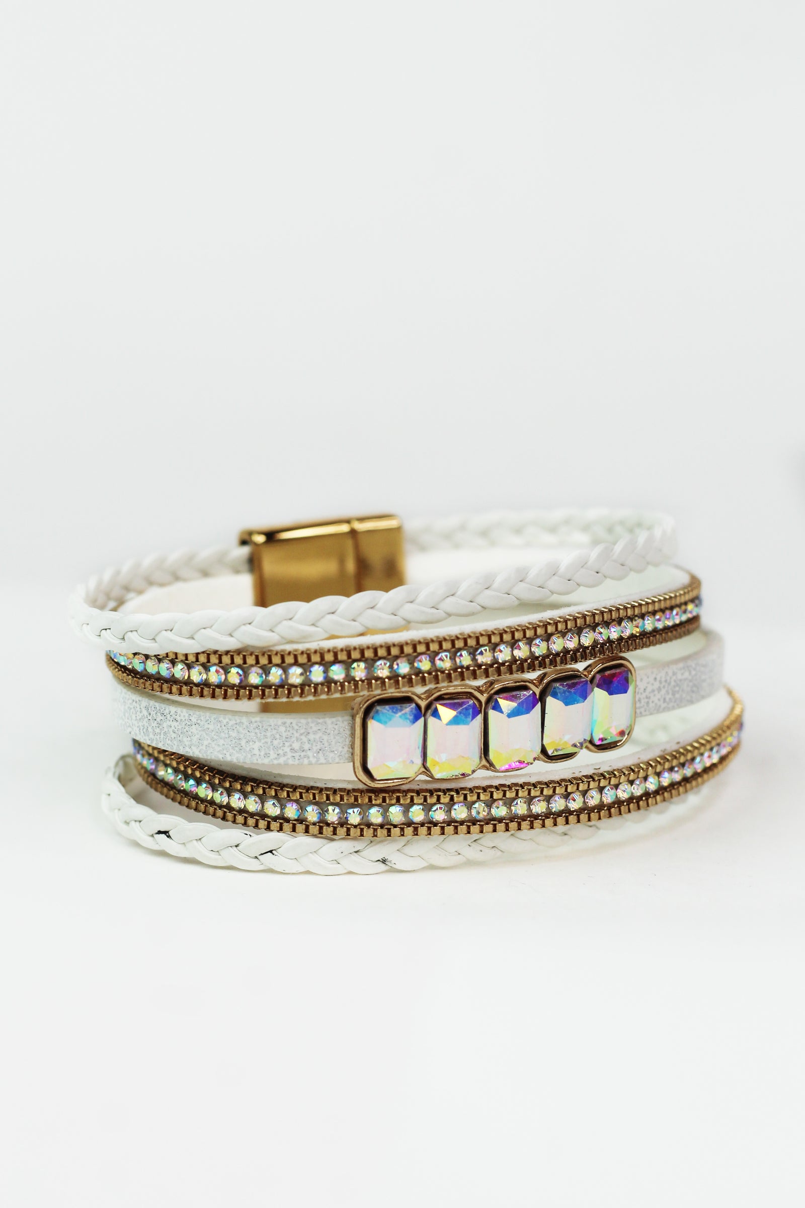 Strips Braids Chains & Stones Magnetic Bracelet