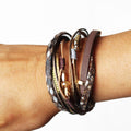 Strips Chains & Stones Multilayer Magnetic Bracelet