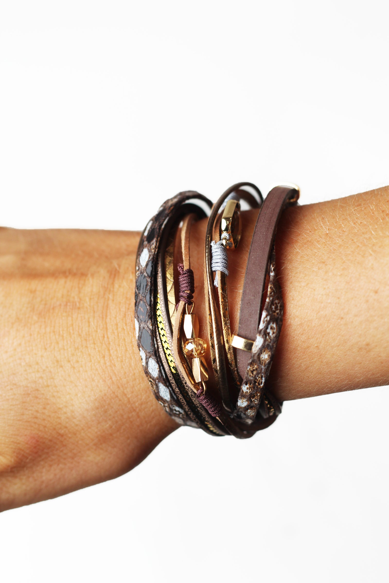 Strips Chains & Stones Multilayer Magnetic Bracelet