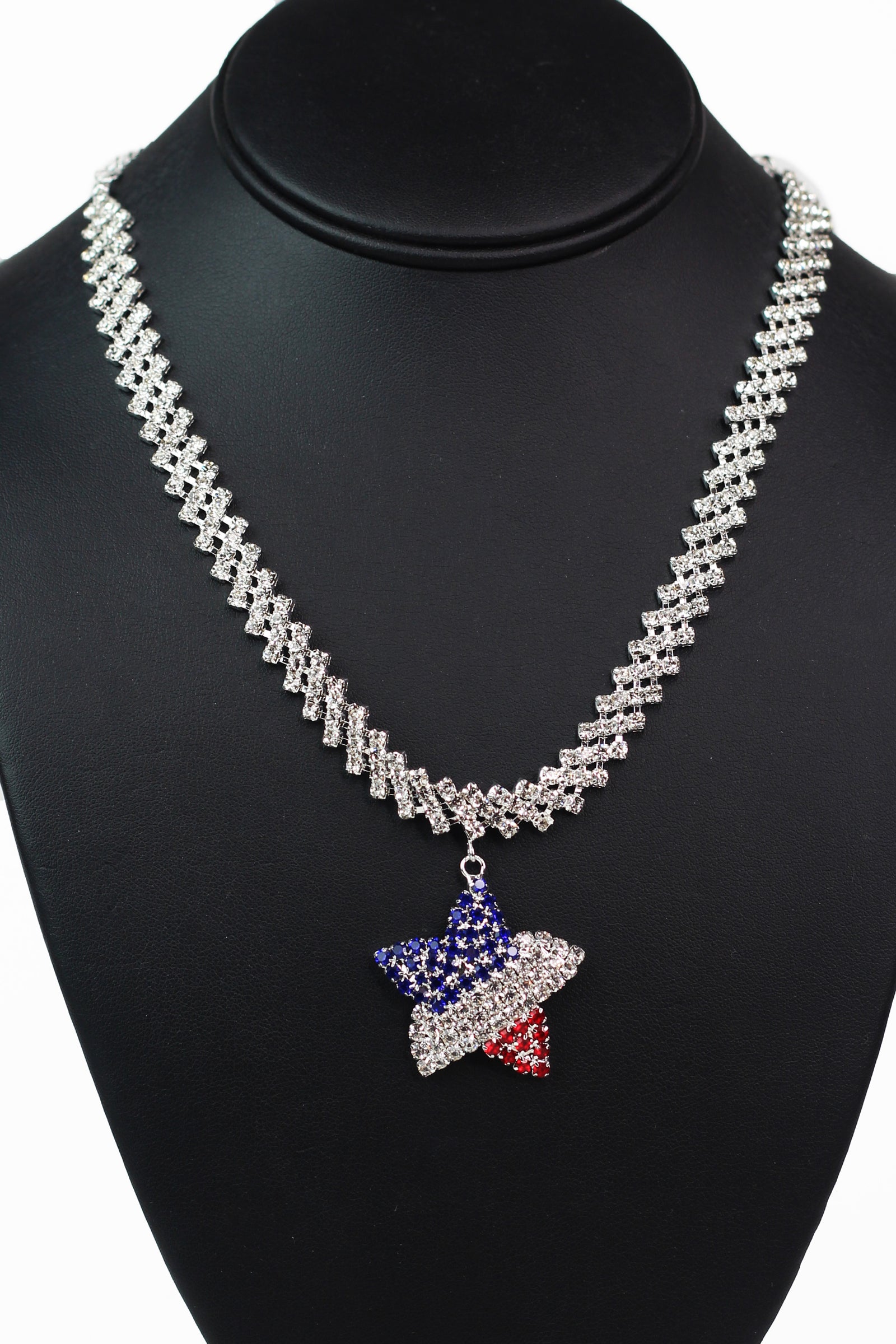 Patriotic Rhinestone Star Necklace