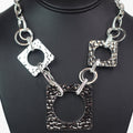 Circles & Textured Squares Chain Necklace