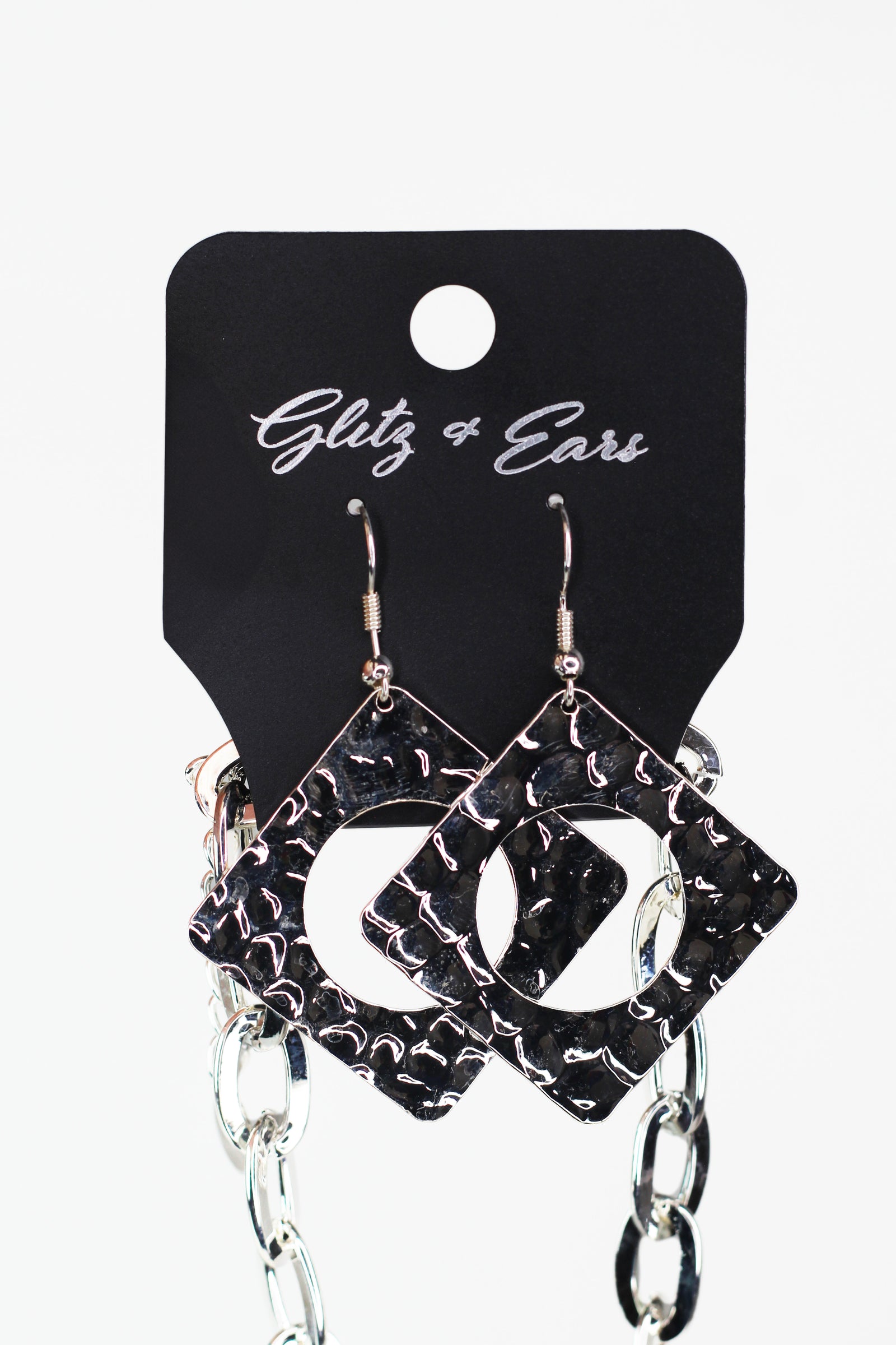 Circles & Textured Squares Chain Necklace