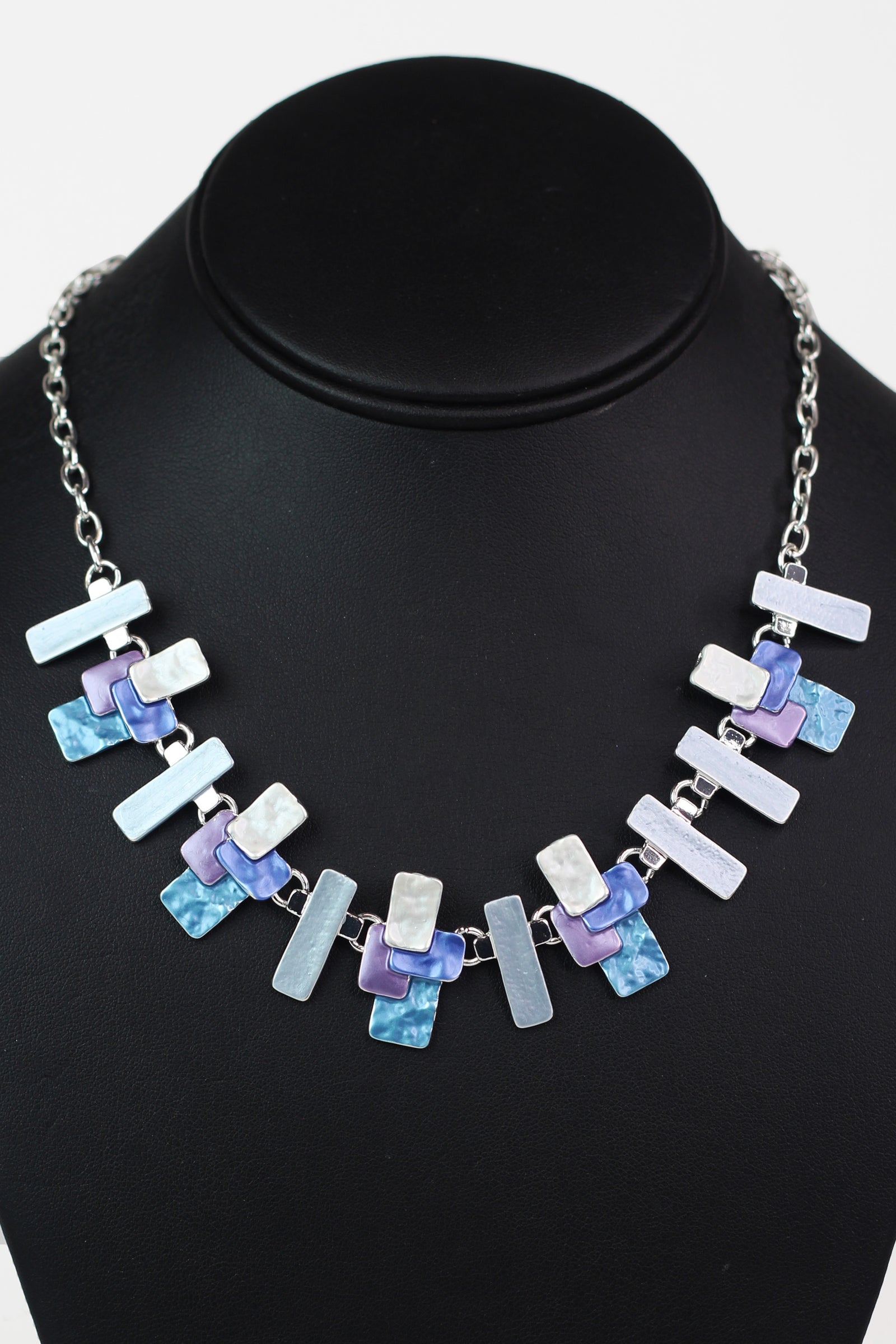 Multicolor Rectangle Clusters Chain Necklace