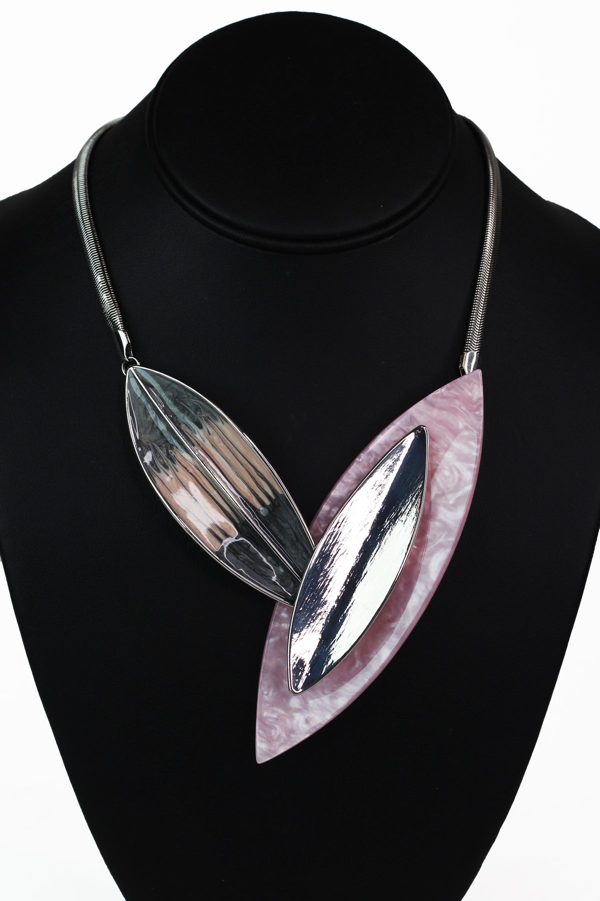 Multicolor Abstract Leaves Statement Necklace