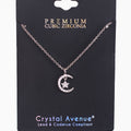 Pave Crescent Moon & Star Dainty Chain Necklace