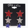 3 Dangling Pave Stars Earrings