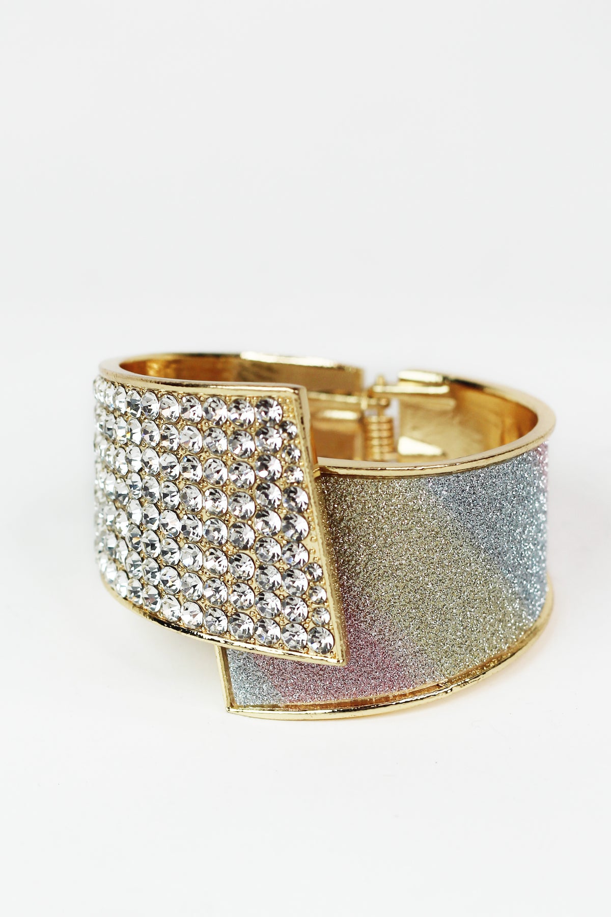 Half Rhinestone Half Vinyl Overlapping Cuff