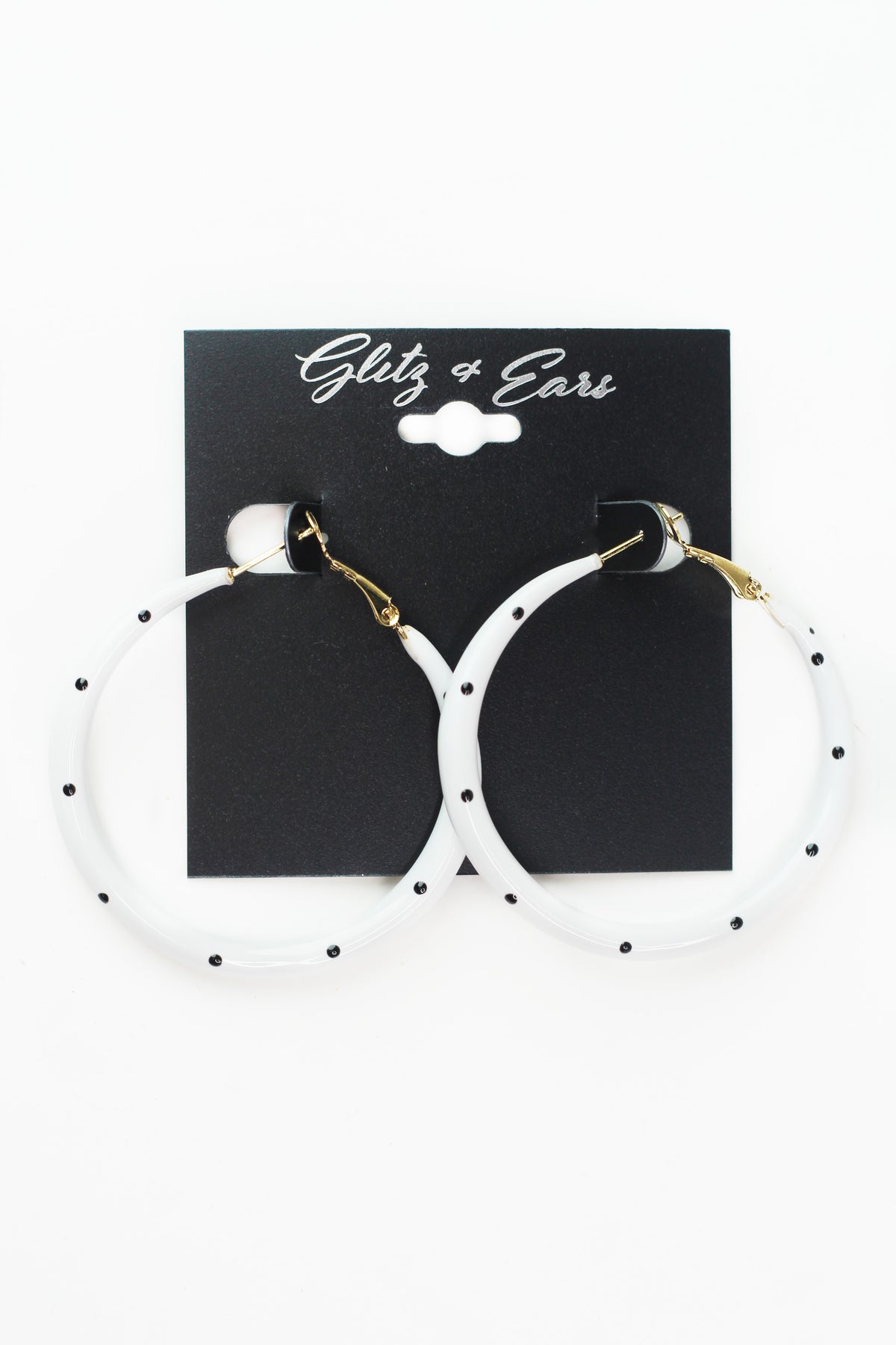 Polka Dot Lever Back Hoop Earrings