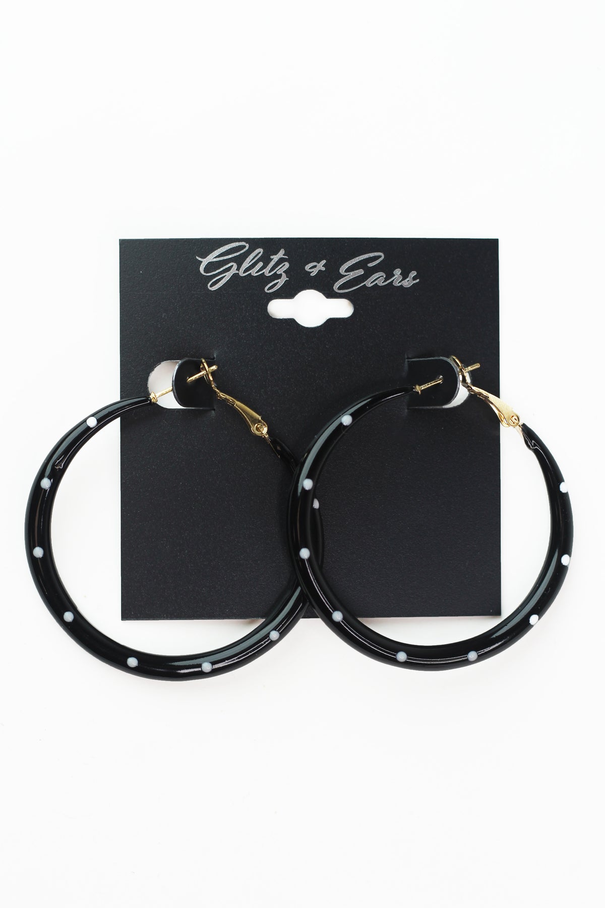 Polka Dot Lever Back Hoop Earrings