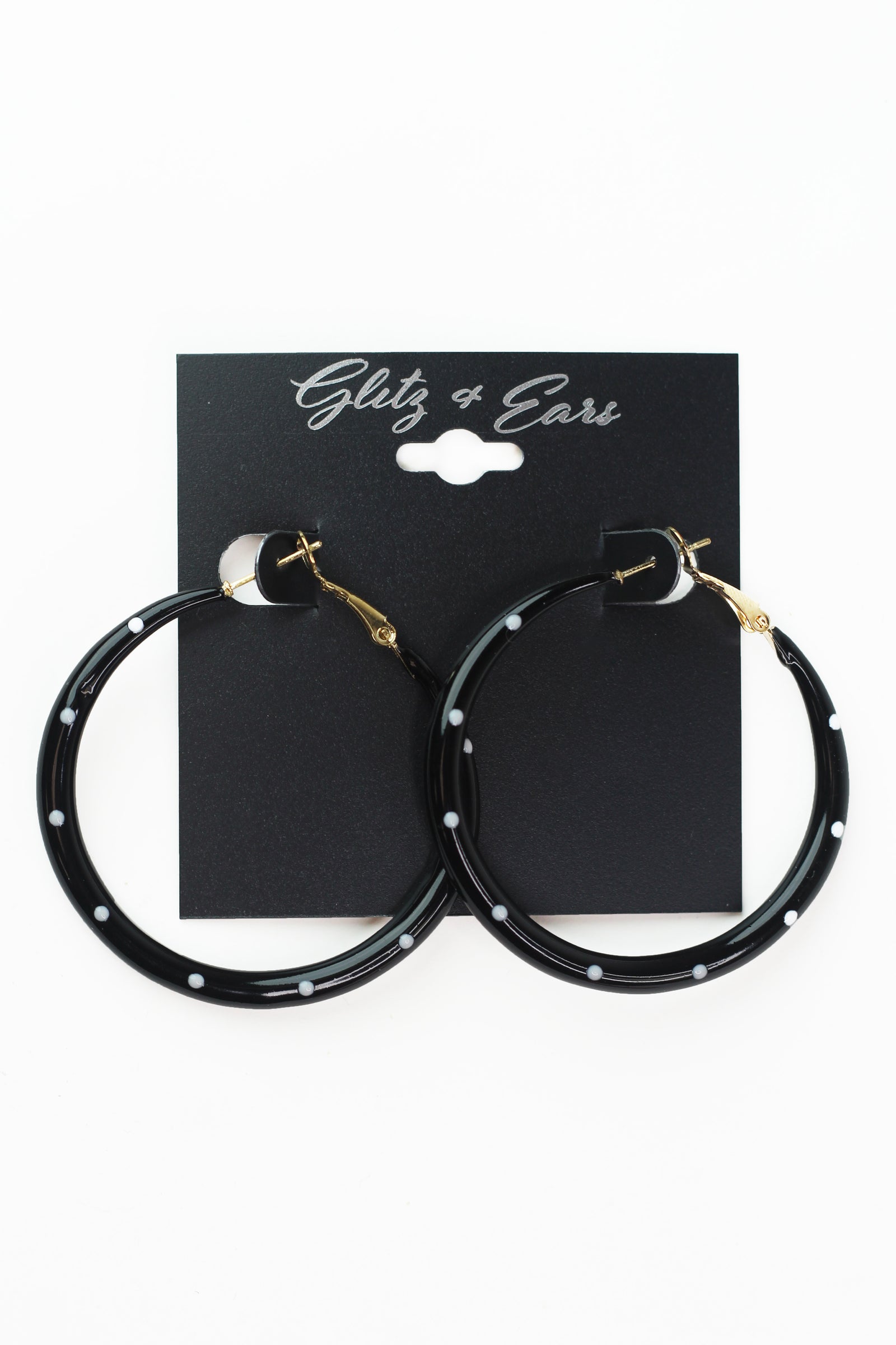 Polka Dot Lever Back Hoop Earrings